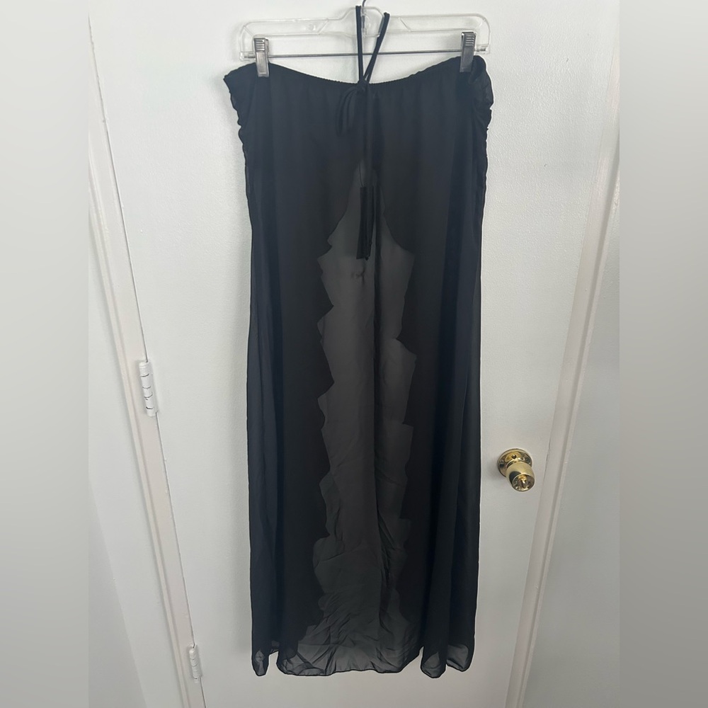 Fashion Nova Black Sheer High-Low Halter Top - Picture 5 of 7